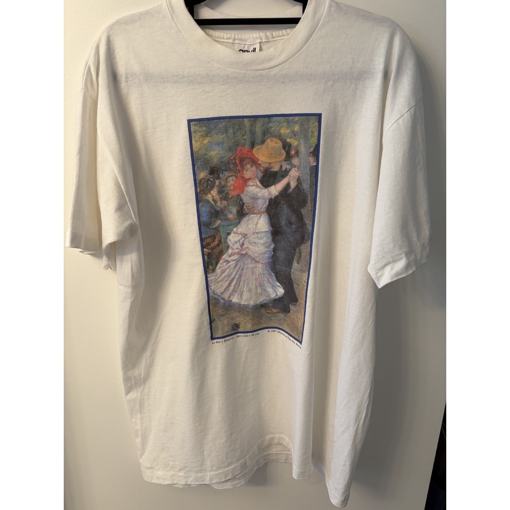 Vintage 1997 Anvil Renoir Le Bal à Bougival Art T-Shirt Men's L National Gallery